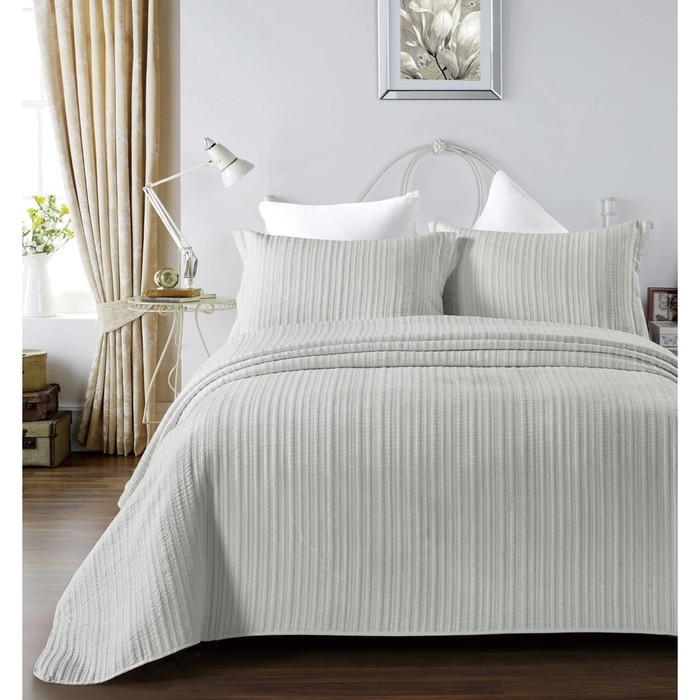 Комплект Arya Home Waves, покрывало 180x240 см, наволочка 50x70 см, цвет серый - Фото 1