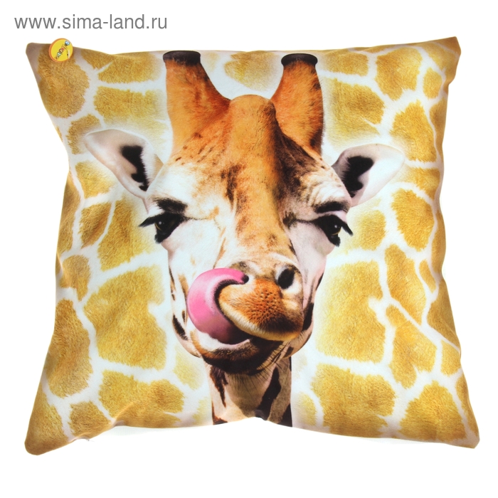 Наволочка декоративная "Collorista" Веселый жираф 40х40 см, 100% п/э велюр - Фото 1