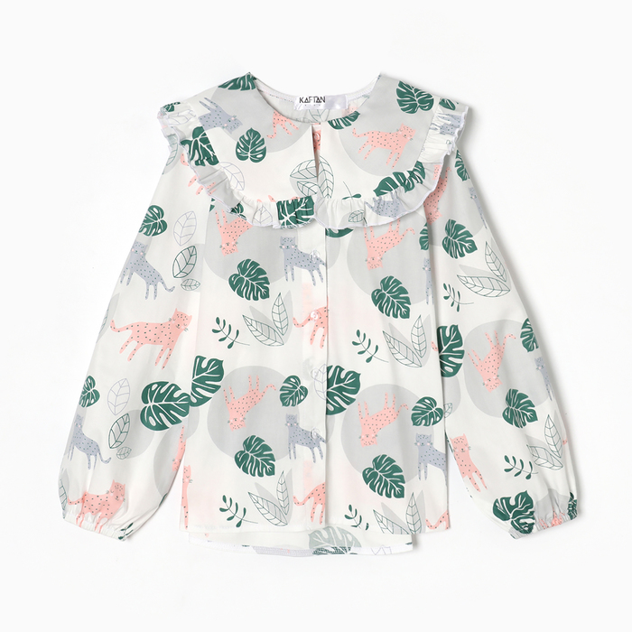 Рубашка для девочки KAFTAN «Леопард», белая, размер 34 (122-128 см)
