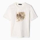 Футболка женская, цвет молочный, размер 52 - фото 23858700