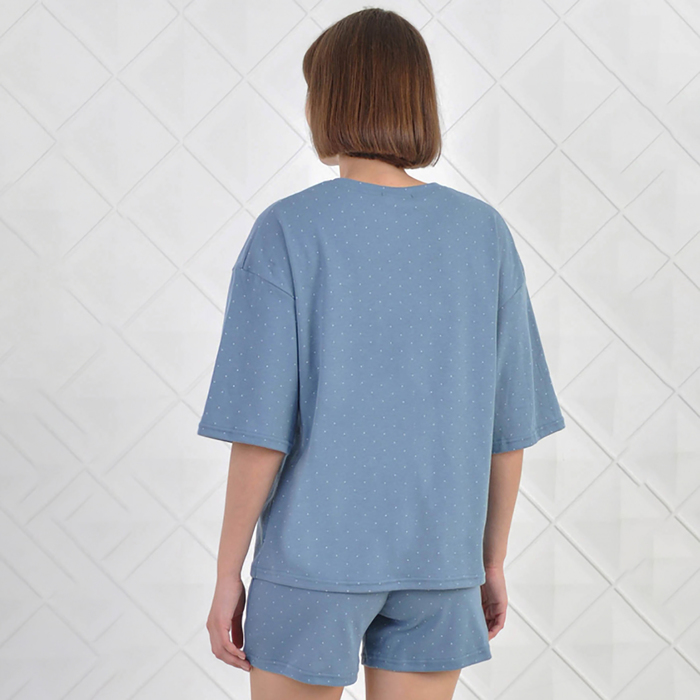 Комплект домашний женский (футболка/шорты), цвет голубой, размер 44