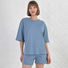 Комплект домашний женский (футболка/шорты), цвет голубой, размер 48 - фото 321163024