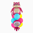 Воздушные шары «Happy Birthday. Розовый тигрёнок», латекс, фольга, 10 шт. (комплект 2 шт) - фото 23987778
