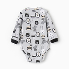 Боди с длинным рукавом, цвет серый/зверята, рост 74 см - фото 23843768