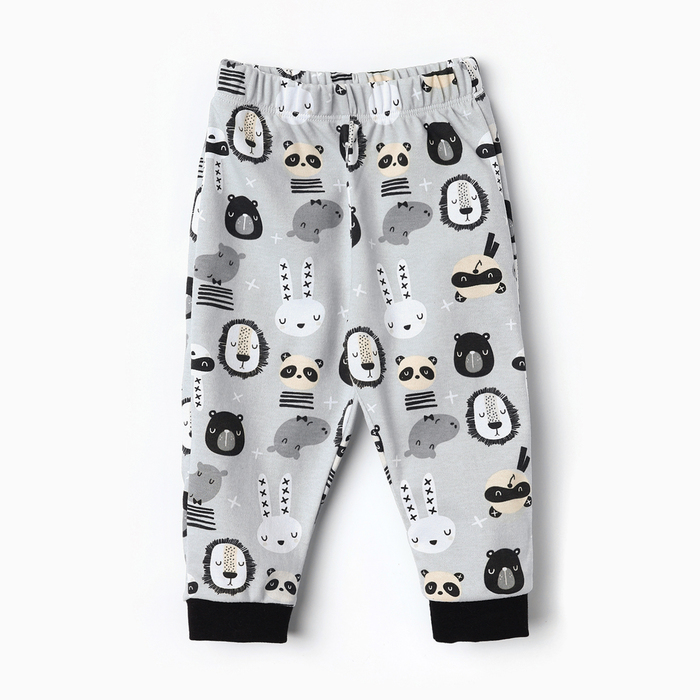 Штанишки детские, цвет серый/зверята, рост 80 см - Фото 1