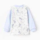Кофточка детская с длинным рукавом, цвет голубой/зайцы, рост 56 - фото 23843982