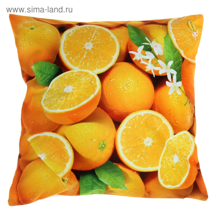 Наволочка декоративная "Collorista" Апельсины 40х40 см, 100% п/э велюр - Фото 1