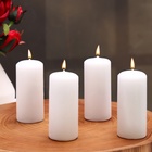 Набор свечей - цилиндров, 4х9 см, набор 4 шт, 11 ч,  белая - фото 24553458