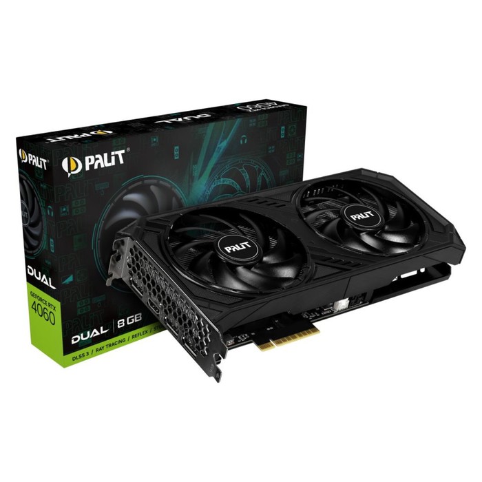 Видеокарта Palit PCI-E 4.0 RTX4060 DUAL NVIDIA GeForce RTX 4060 8Gb 128bit GDDR6 1830/17000   103395 - фото 51557908