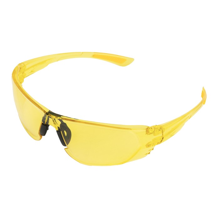 Очки защитные DENZEL 89199, поликарбонатные, открытого типа, желтые - Фото 1