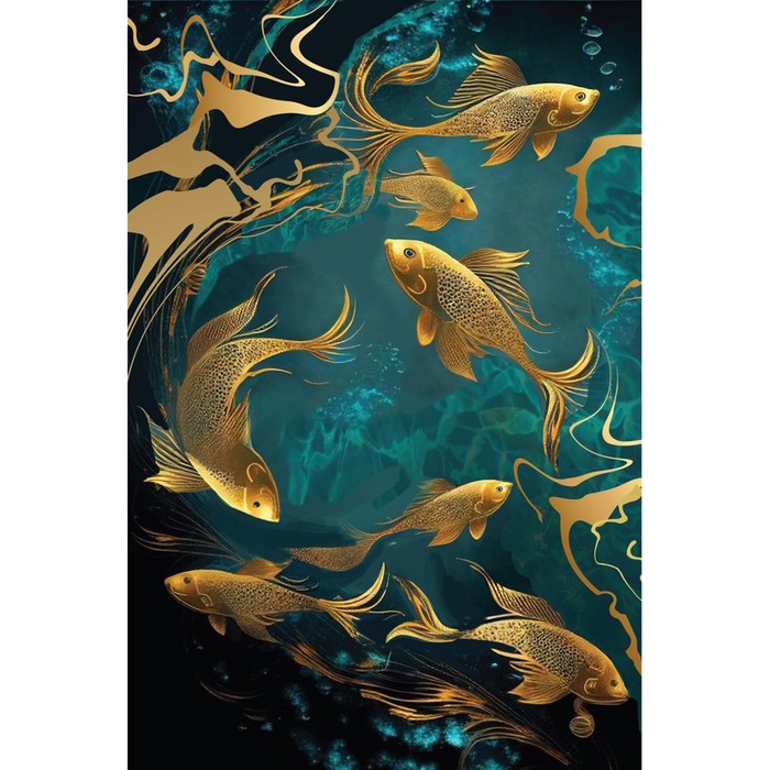 Картина по номерам с подрамником и поталью «Золотые рыбки», 20 х 30 см