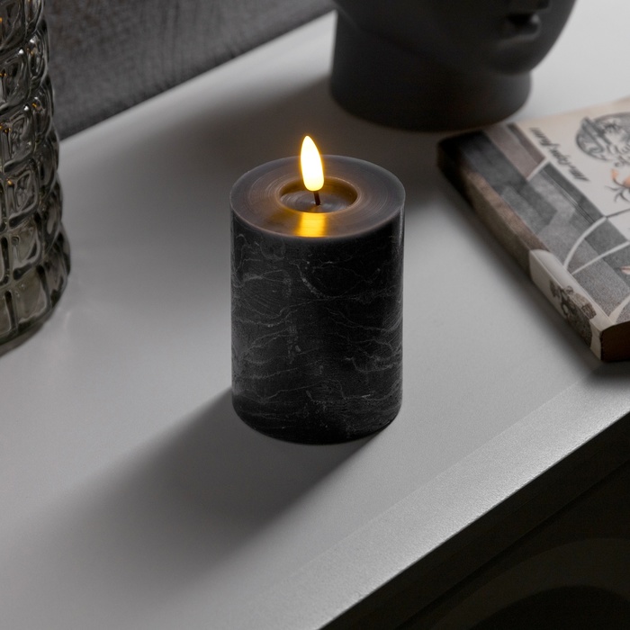 Светодиодная свеча серебристая, 7.5 × 12.5 × 7.5 см, воск, пластик, батарейки АААх2 (не в комплекте), свечение тёплое белое