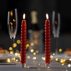 Набор светодиодных свечей, красные, 2 × 25 × 2 см, пластик, воск, батарейки АААх2 (не в комплекте), свечение тёплое белое, 2 шт. - фото 321126157