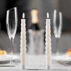 Набор светодиодных витых свечей, белые, 2 × 25 × 2 см, пластик, воск, батарейки АААх2 (не в комплекте), свечение тёплое белое, 2 шт. - фото 9159361
