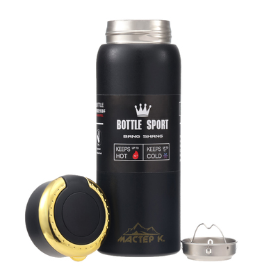 Термос Мастер К Traveller, 500 мл, сохраняет тепло до 8 ч, нержавеющая сталь, чёрный