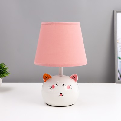 Настольная лампа "Киса" Е14 40Вт бело-розовый 17х17х27 см RISALUX