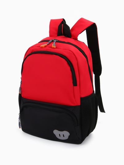 Рюкзак школьный на молнии, со светоотражателем, чёрный/красный