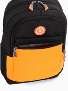 Рюкзак школьный на молнии, с карманами, двухцветный, размер 29×13×40 см, чёрный, оранжевый - фото 61050060