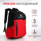 Рюкзак школьный, 2 отдела на молнии, 3 кармана, цвет чёрный/красный - фото 321594552
