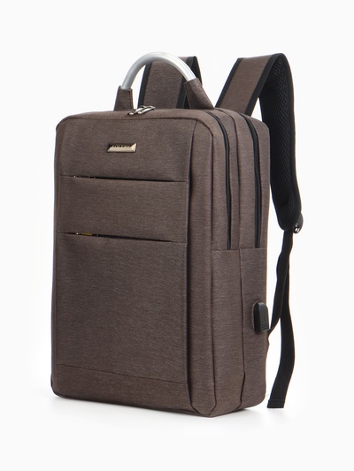 Рюкзак городской на молнии, с отделом для ноутбука, карманами, с USB разъёмом, размер 30×12×42 см, коричневый