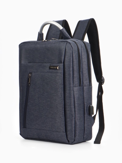 Рюкзак городской на молнии, с 2 карманами, отделом для ноутбука, с USB разъёмом, размер 30×13×41 см, синий