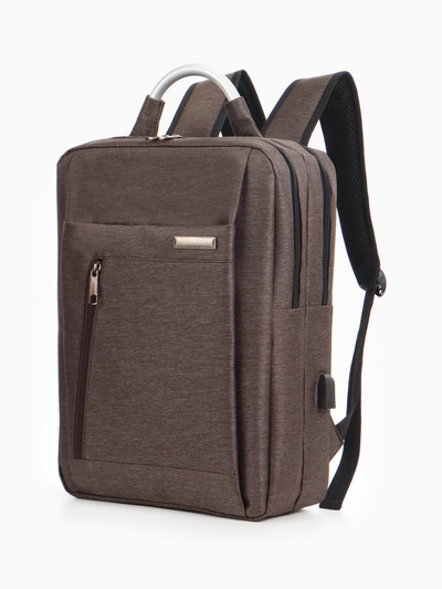 Рюкзак городской на молнии, с карманами, отделом для ноутбука, с USB разъёмом, размер 30×13×41 см, коричневый