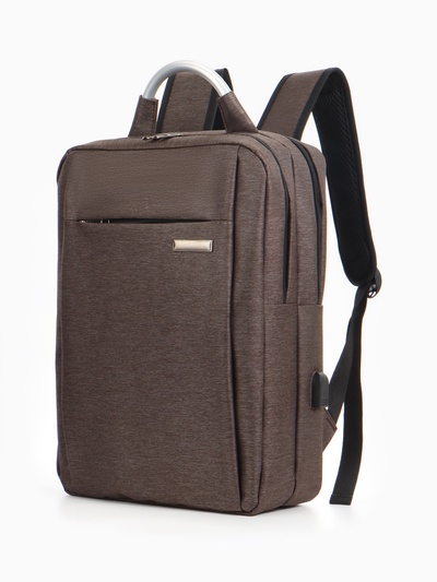 Рюкзак городской на молнии, с 2 карманами, отделом для ноутбука, с USB разъёмом, размер 30×13×41 см, коричневый