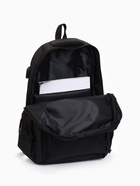 Рюкзак школьный на молнии, с карманами, однотонный, размер 29×14.5×45 см, чёрный 10205552