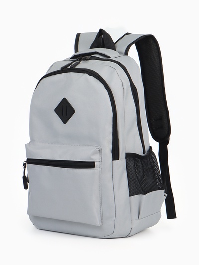 Рюкзак школьный на молнии, с карманами, однотонный, размер 29×14.5×45 см, серый