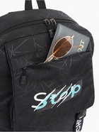 Рюкзак школьный на молнии, с карманами, однотонный, размер 30×14×45 см, чёрный/голубой/белый - фото 53177509