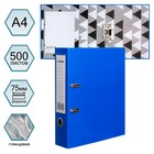 Папка-регистратор А4 75 мм Calligrata ламинированная, джинсовый синий - Фото 1