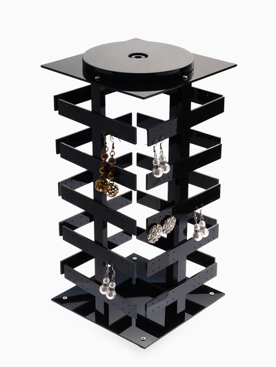 Подставка для украшений «QF. Вертушка», 5 ярусов, 64 пары, пластик, 15×15×32 см, чёрная