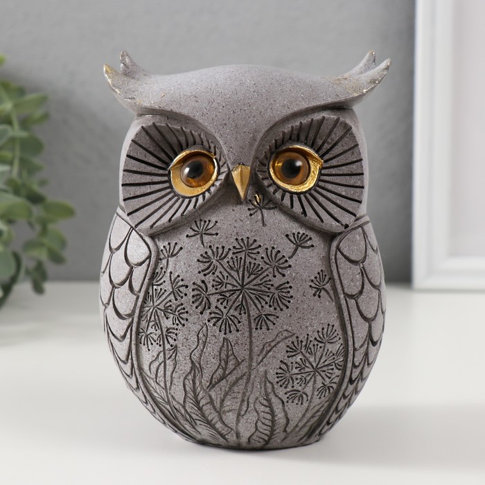 Фигурка полистоун «Маленький филин с рисунком одуванчиков», 11×8×15 см - Фото 1