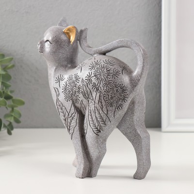 Фигурка полистоун «Серая кошечка с узорами», 5.5×14×17.5 см