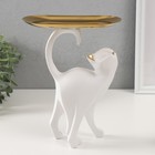 Сувенир полистоун подставка "Белая кошка" 8,5х18х23 см - фото 304670617