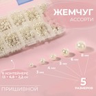 Жемчужные бусины, пришивные, d=3/4/5/6/8 мм, в органайзере - Фото 1