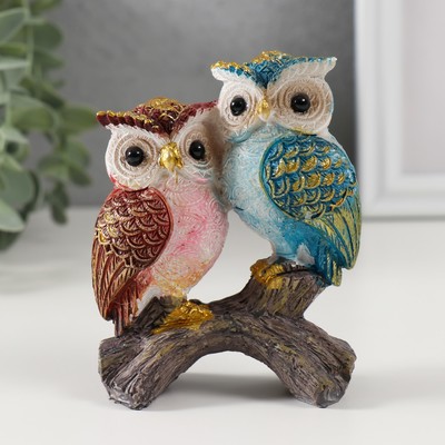 Фигурка полистоун «Пара цветных филинов», 3.5×8×10 см