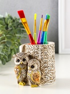Фигурка-карандашница полистоун «Филины с орнаментом», 6.5×8.5×9 см - Фото 1