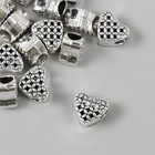 Бусина для творчества металл "Сердце плетение" серебро 1,1х1 см - Фото 1