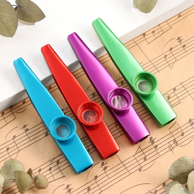 Набор Казу Music Life 4 штуки: синий, красный, фиолетовый, зеленый; металл