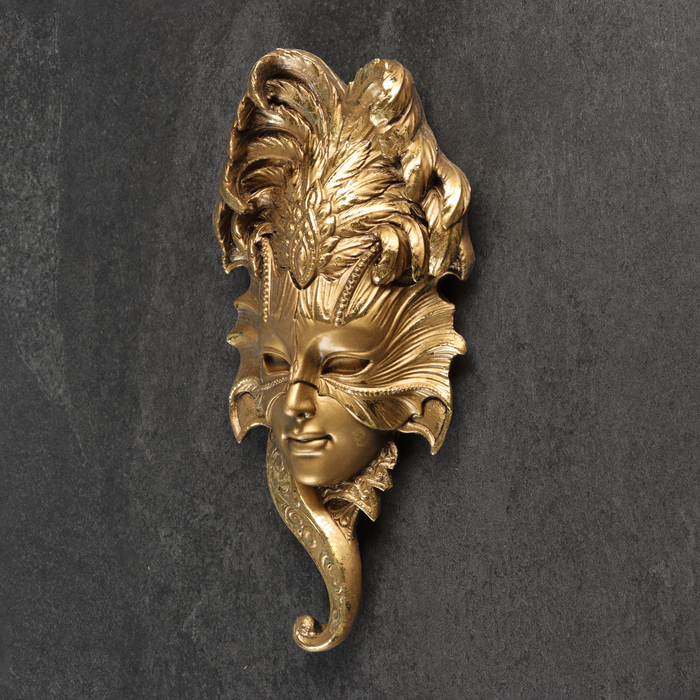 Подвесной декор "Венецианская маска №1" 27х14см, бронза