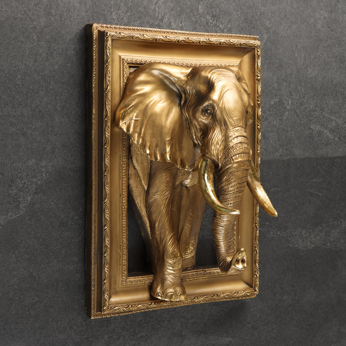 Подвесной декор - панно "Слон" 17х48см, бронза
