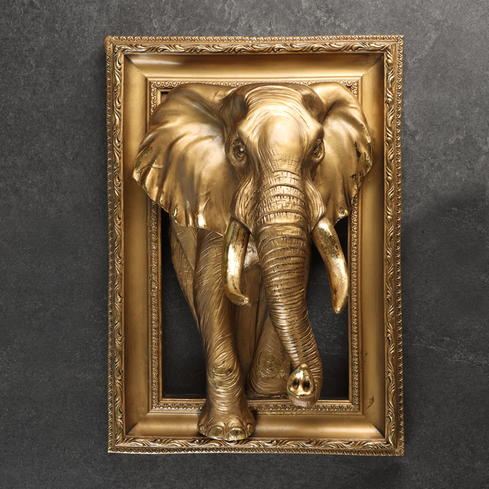 Подвесной декор - панно "Слон" 17х48см, бронза