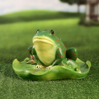 Садовая фигура "Лягушка с лягушатами на листке" 18см - Фото 3