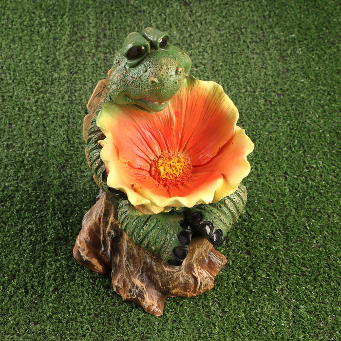 Садовая фигура - поилка "Черепаха на пне" 29см - фото 1908070756