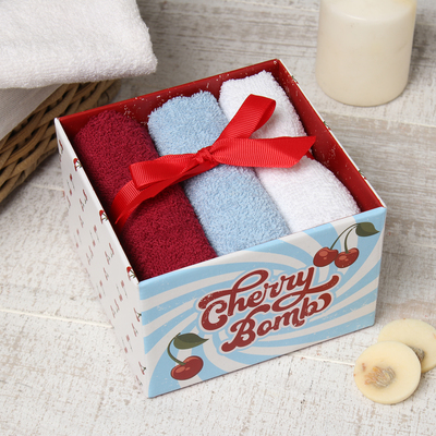 Набор махровых полотенец «Этель» Cherry 30×30 см - 3 шт., хлопок 100%