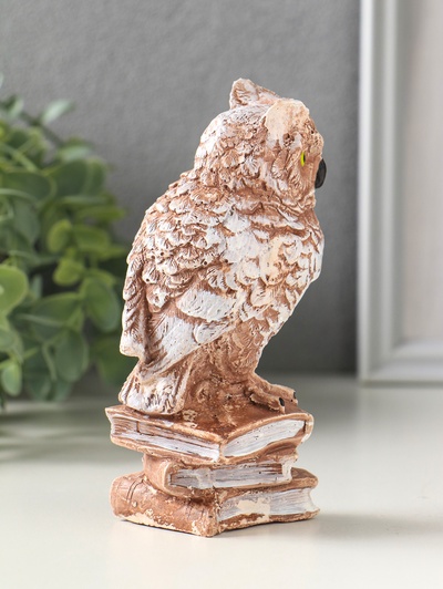 Фигурка гипс «Сова на книгах» коричневая, 14×6×6 см