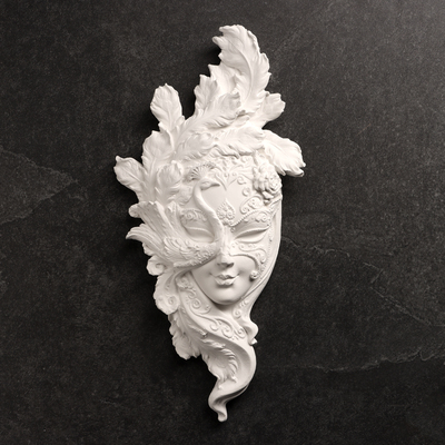Венецианская маска «Красотка», панно под роспись, гипс, 30 см