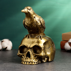 Фигура "Ворон на черепе" старое золото, 16х10см - фото 3421900