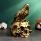 Фигура "Ворон на черепе" старое золото, 16х10см - фото 11184884